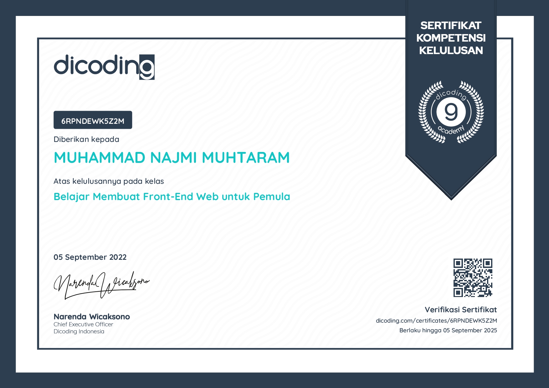 Sertifikat Dicoding